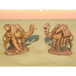 Ceramic Camel Figurines Set of 2 Brown Replacement Nativity Atlantic Mold ?